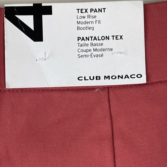 CLUB Monaco low rise modern fit bootleg Tex pant in desert Rose size 4 NEW - Picture 6 of 13
